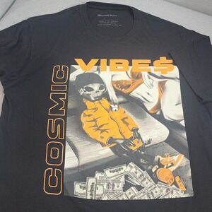 Imaginary Brand Graphic T-Shirt Black Cosmic Vibes‎ Alien Money Mens Large